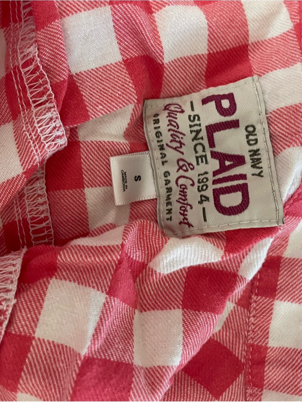 Old Navy Red and White Plaid Kids Pajama Top